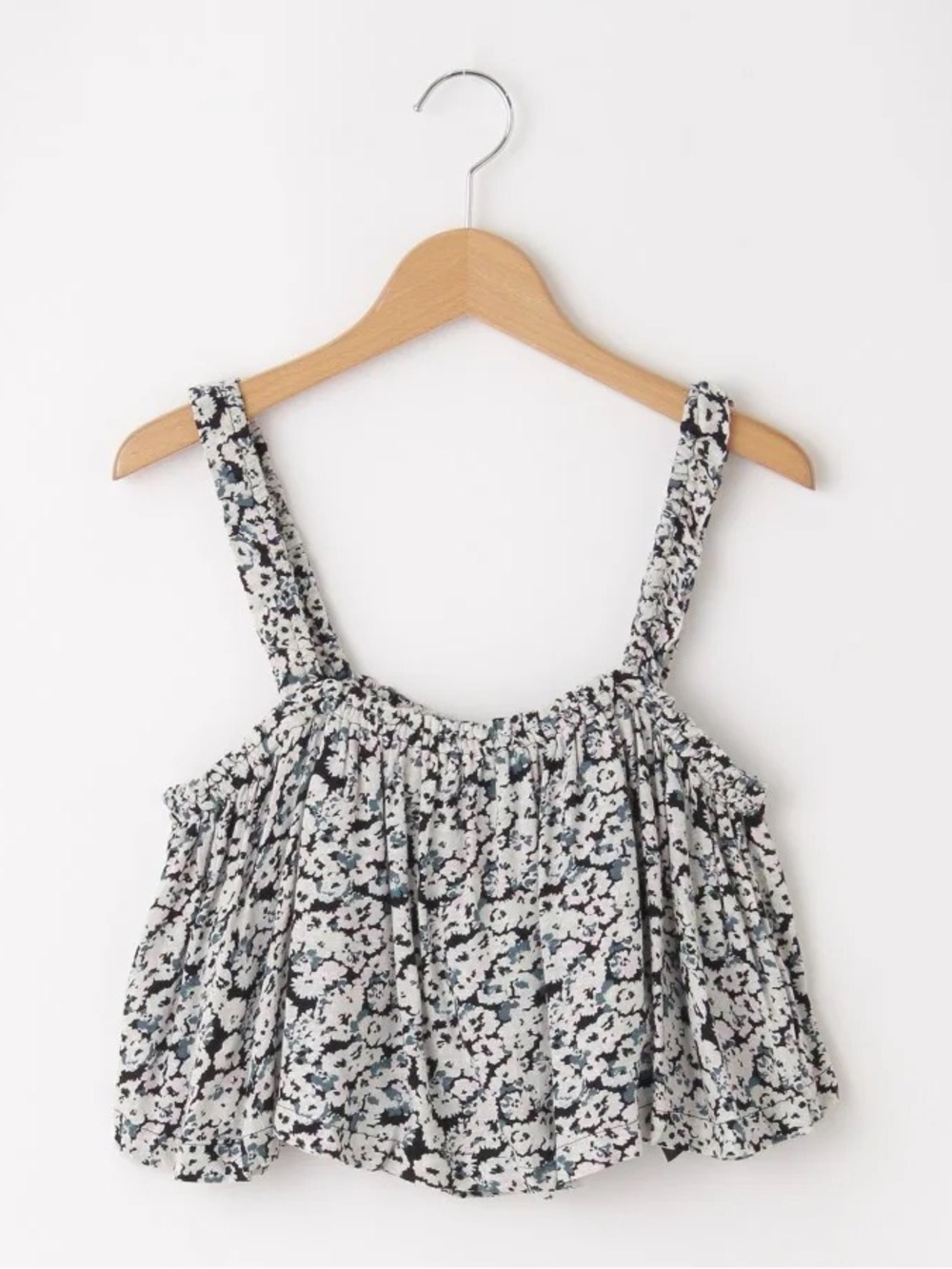 Volcom White and Black Floral Smocked Camisole